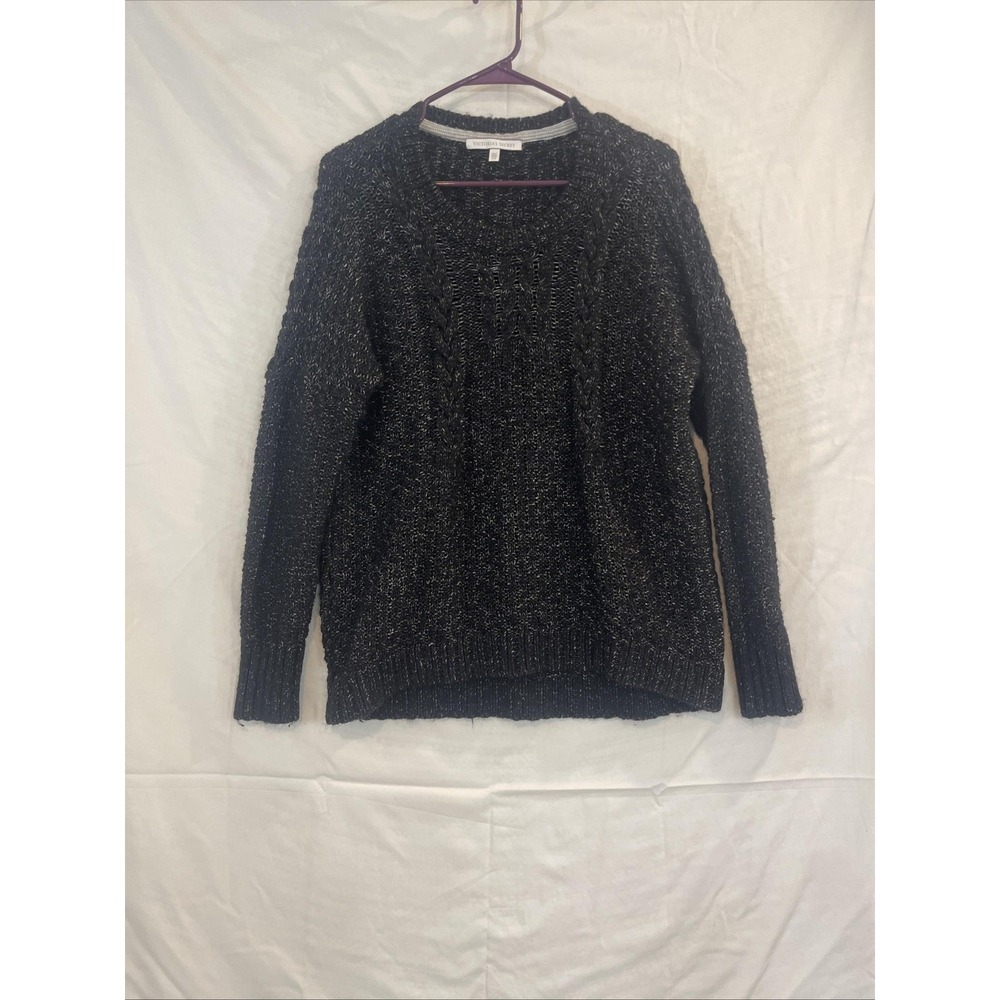 Victoria's Secret Sweater Womens Large Gray Cable‎ Knit Crewneck Mohair Wool